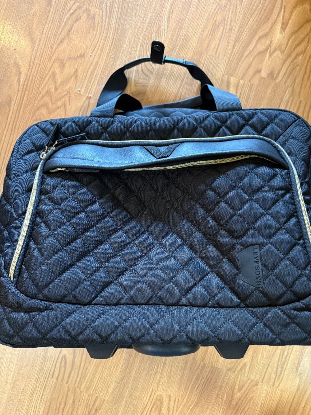 BAGSMART Rolling Laptop Bag 17.3" Quilted Black Wheeled Briefcase Travel Work